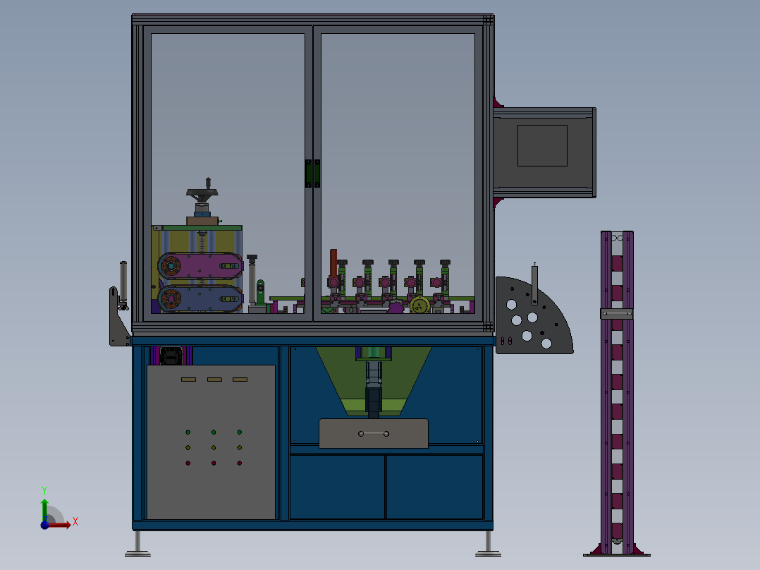 在线水平打孔机（sw18可编辑+工程图+bom）前视图