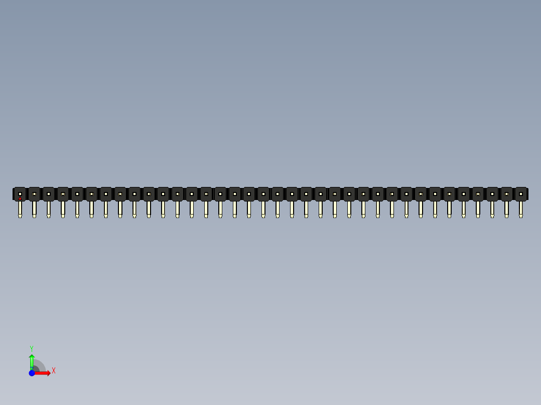 彩色公排针 100mil 2.54mm 系列-DS1022_black_1x36p_100mil_TypeD_rev1.0前视图