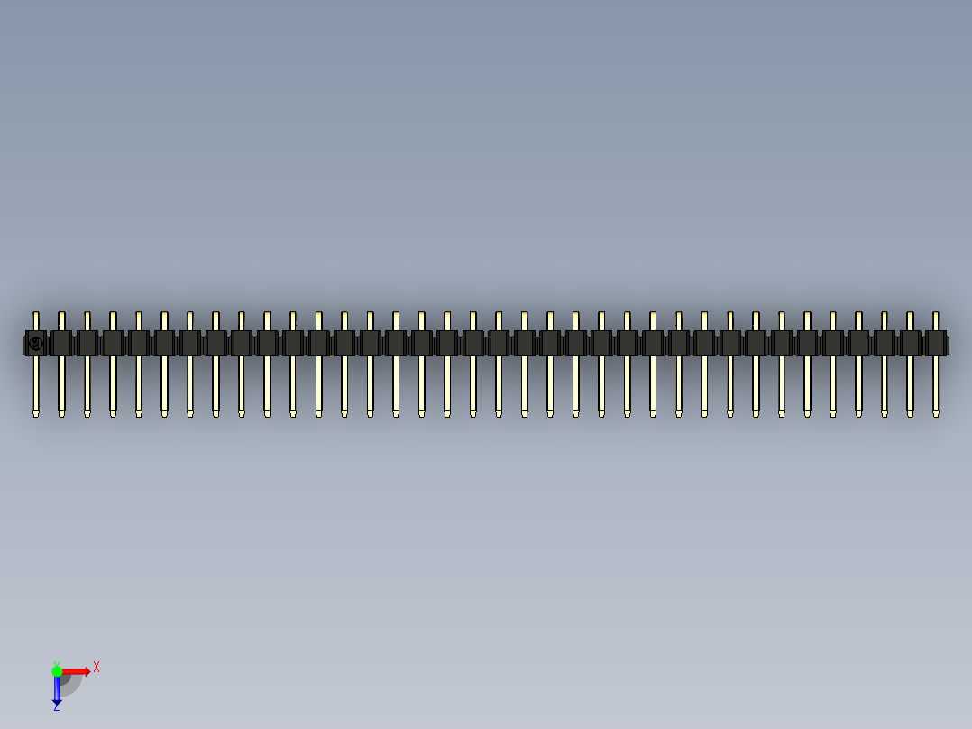 彩色公排针 100mil 2.54mm 系列-DS1022_black_1x36p_100mil_TypeD_rev1.0俯视图