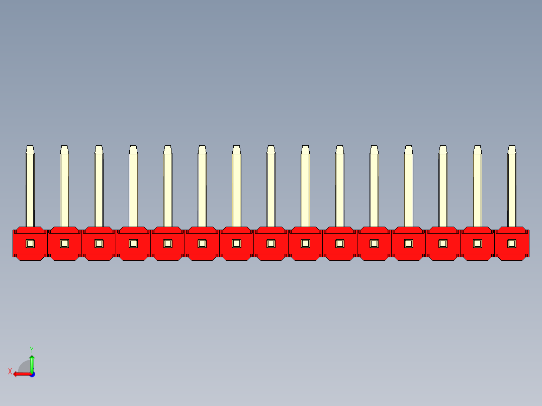 彩色公排针 100mil 2.54mm 系列-DS1022_red_15p_100mil_TypeU_rev1.0后视图