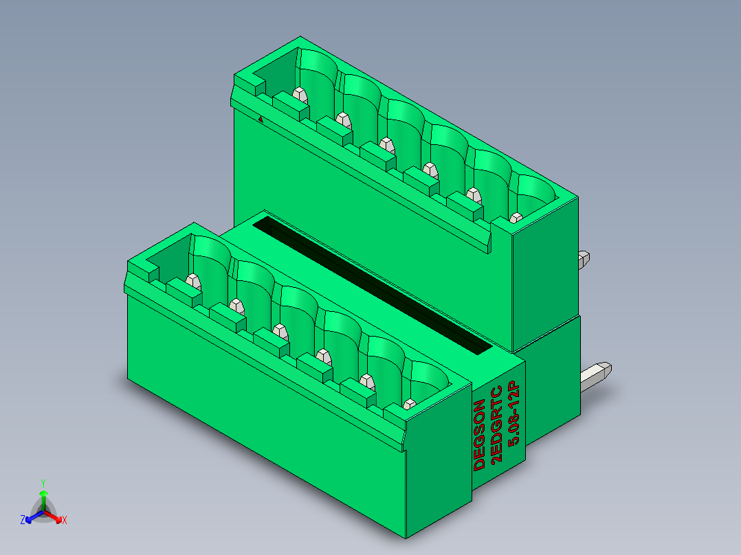 DEGSON 2EDG 系列 5.08mm 可插拔接线端子组-2EDGRTC-5.08-12P-14-00AH正等轴测图