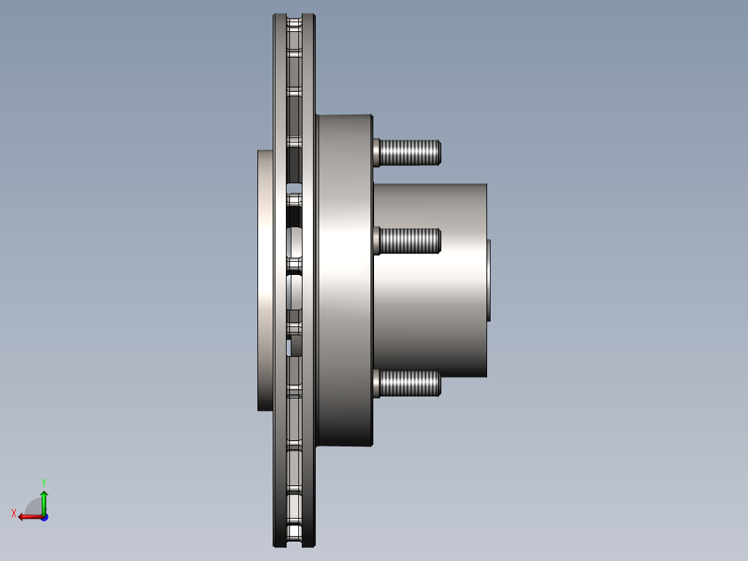 车用轴轮毂3D数模图纸 Solidworks设计后视图