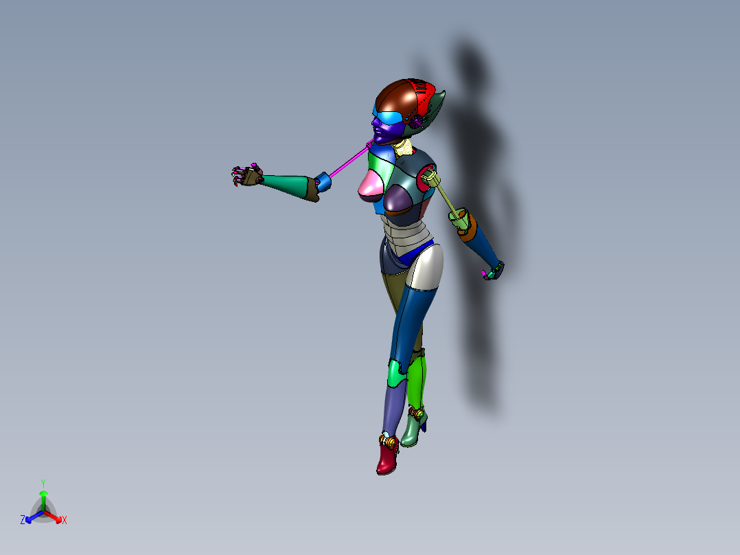 未来人体外形机器人正等轴测图