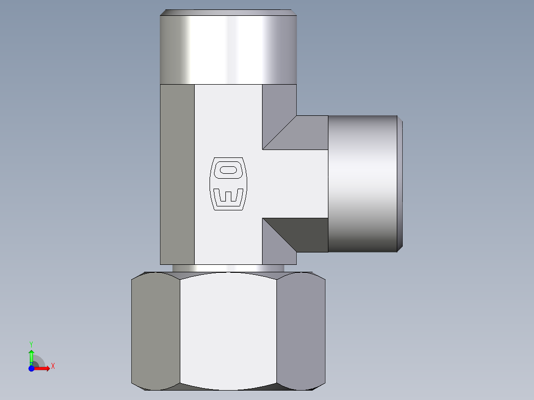 卡套式工业通用硬管接头EO_Swivel_nut_run_tee_EL15LOMDCF前视图