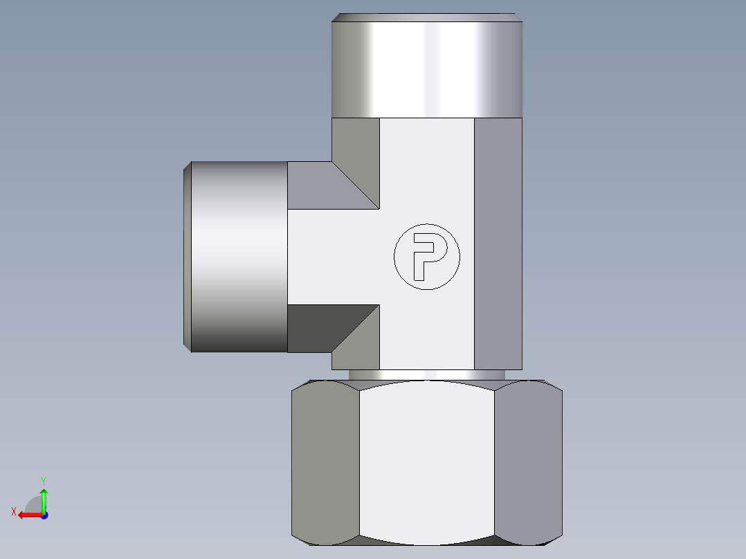 卡套式工业通用硬管接头EO_Swivel_nut_run_tee_EL15LOMDCF后视图