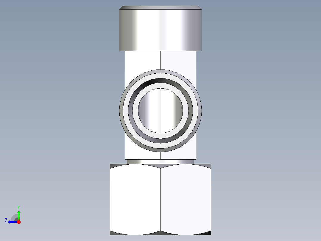 卡套式工业通用硬管接头EO_Swivel_nut_run_tee_EL15LOMDCF右视图