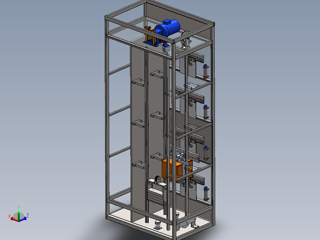 <span style='color: red'>单</span><span style='color: red'>控</span>4层<span style='color: red'>电梯</span>3D模型 SolidWorks 设计 机械设备 创意设计3D图纸