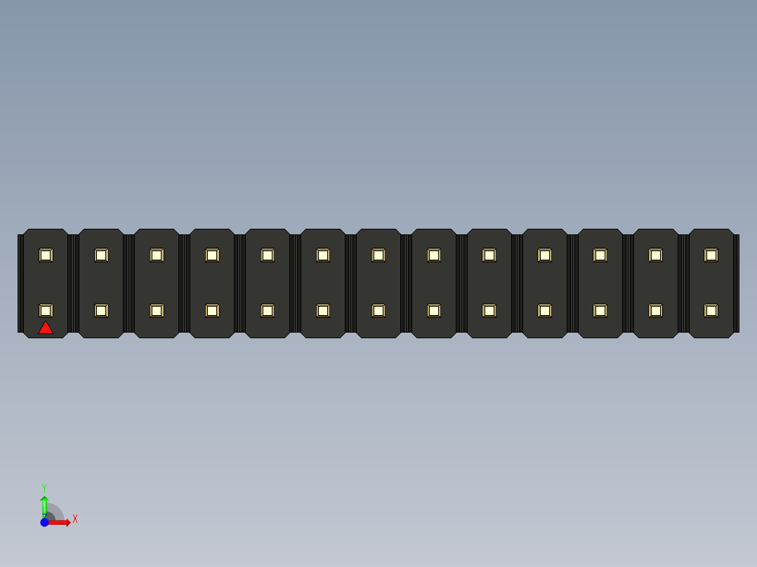 彩色公头100mil（2.54mm）系列-DS1021_black_2x13p_100mil_Type43_rev1.0前视图