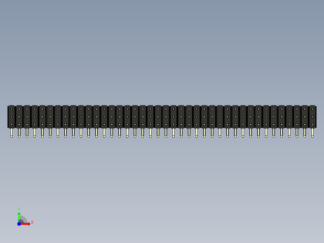 彩色公排针 100mil 2.54mm 系列-DS1022_black_3x40p_100mil_TypeD_rev1.0前视图