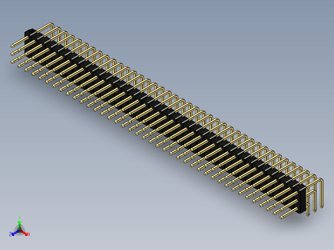 彩色公排针 100mil 2.54mm 系列-DS1022_black_3x40p_100mil_TypeD_rev1.0正等轴测图
