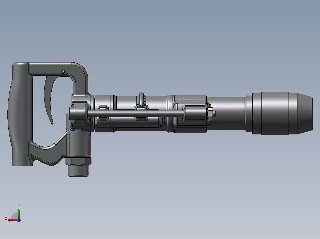 风镐 气锤3D模型后视图