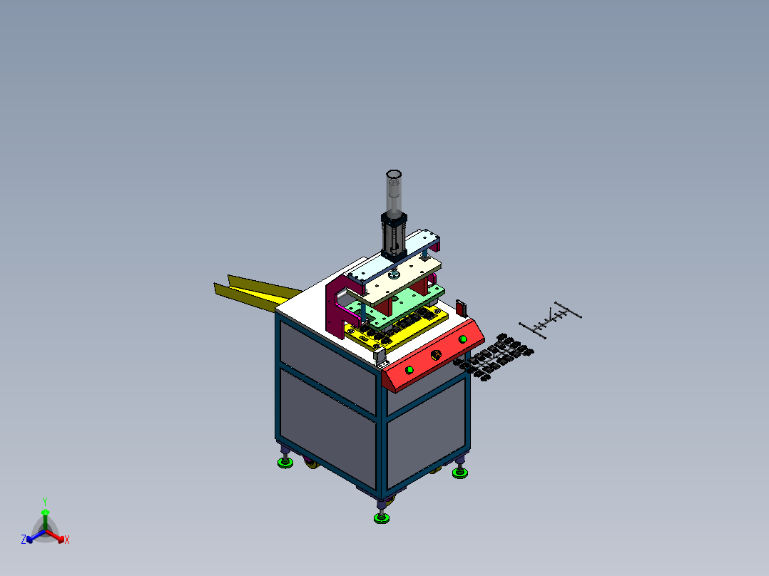 塑胶切水口机正等轴测图
