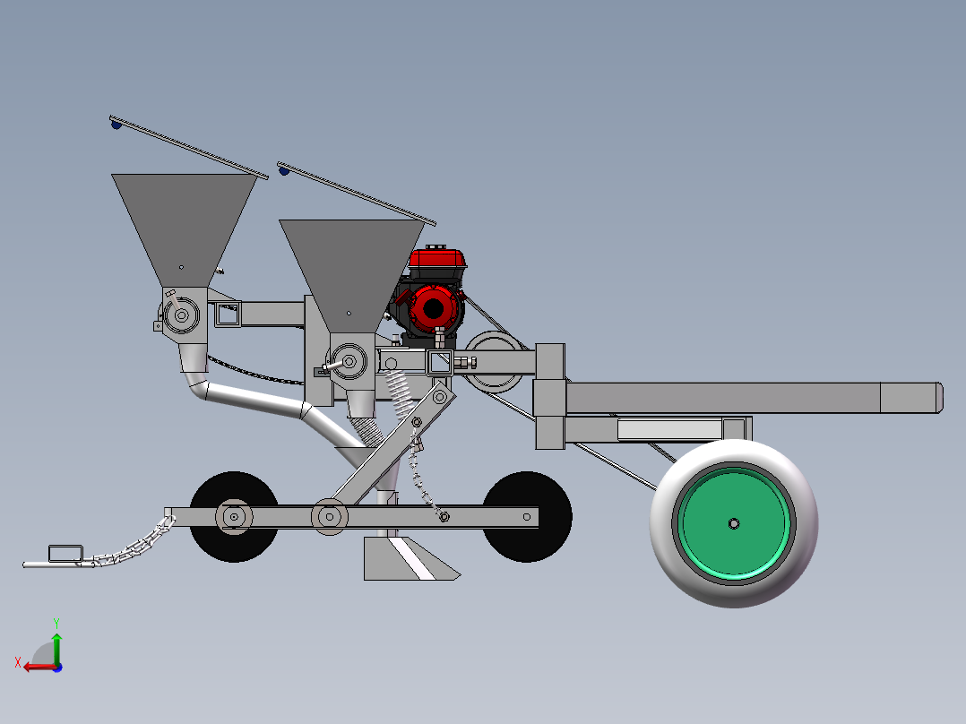 免耕玉米播种机后视图