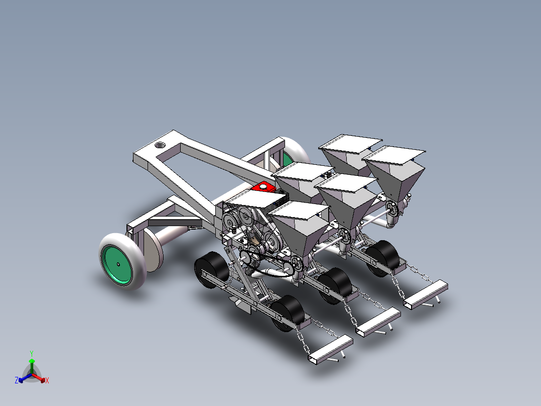 免耕玉米播种机正等轴测图