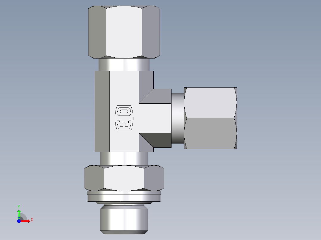 卡套式工业通用硬管接头EO_Adjustable_locknut_run_tee_LEE08LRCF前视图