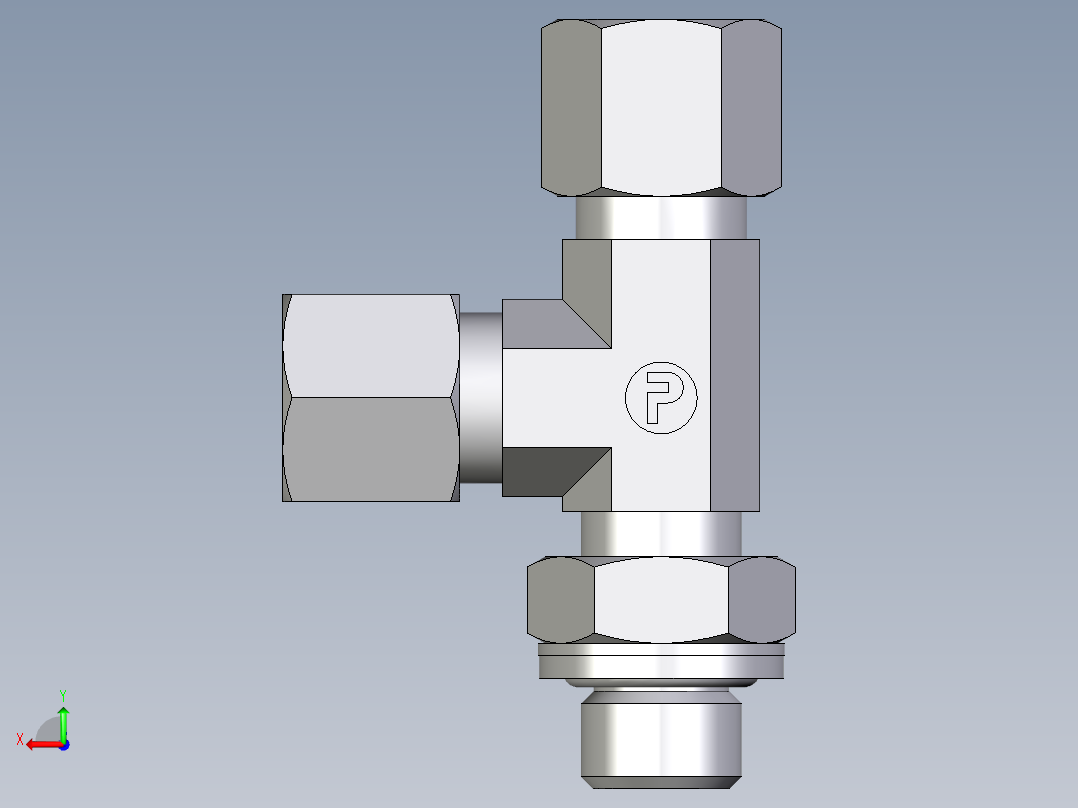 卡套式工业通用硬管接头EO_Adjustable_locknut_run_tee_LEE08LRCF后视图