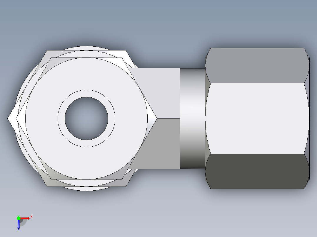 卡套式工业通用硬管接头EO_Adjustable_locknut_run_tee_LEE08LRCF俯视图
