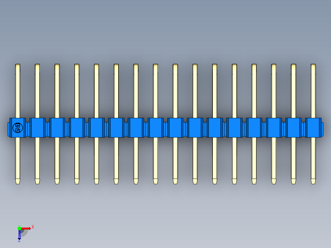 彩色公排针 100mil 2.54mm 系列-DS1022_blue_3x16p_100mil_TypeD_rev1.0俯视图