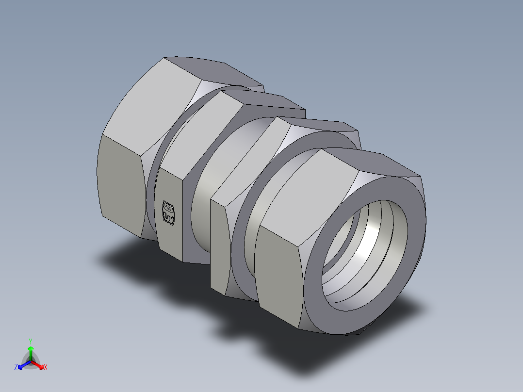 卡套式工业通用硬管接头EO_Bulkhead_union_SV42ZL71正等轴测图
