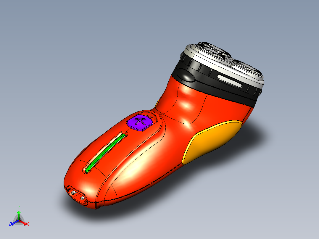 电动剃须刀正等轴测图