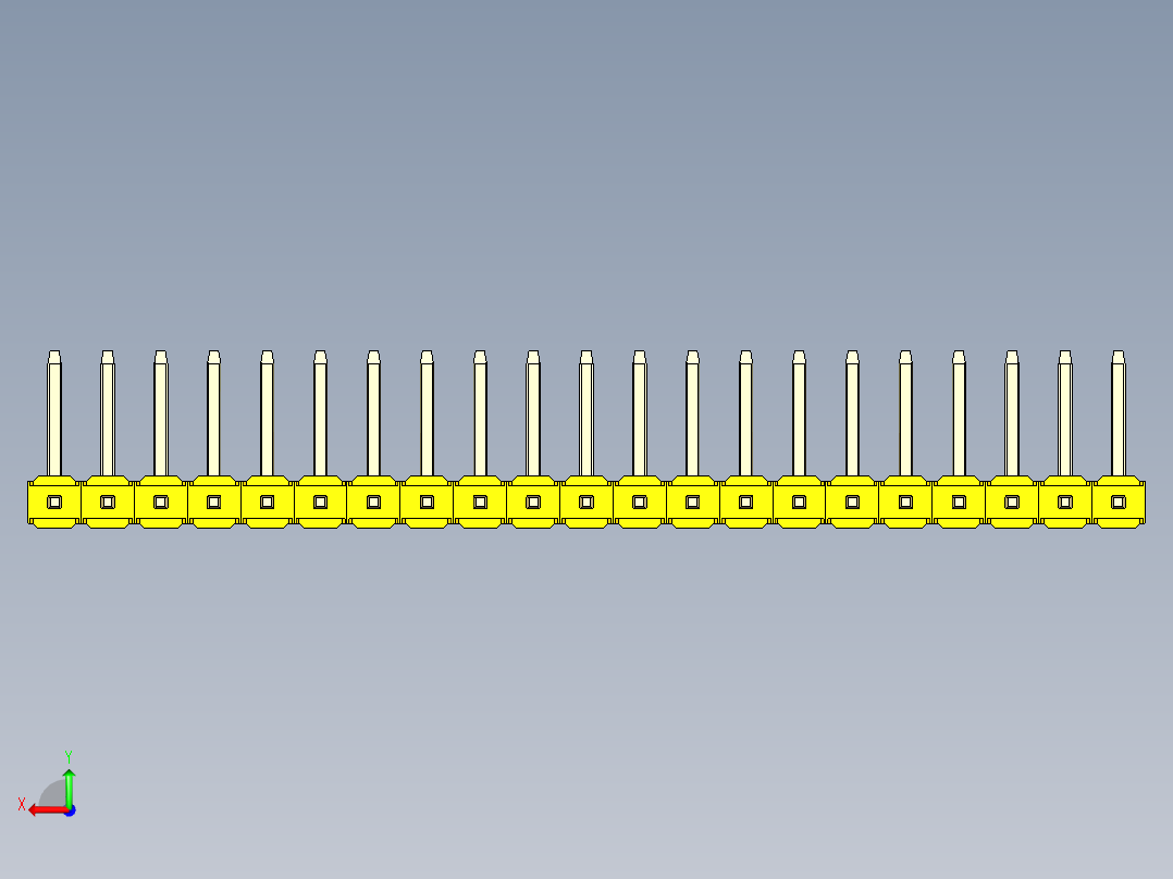 彩色公排针 100mil 2.54mm 系列-DS1022_yellow_21p_100mil_TypeU_rev1.0后视图
