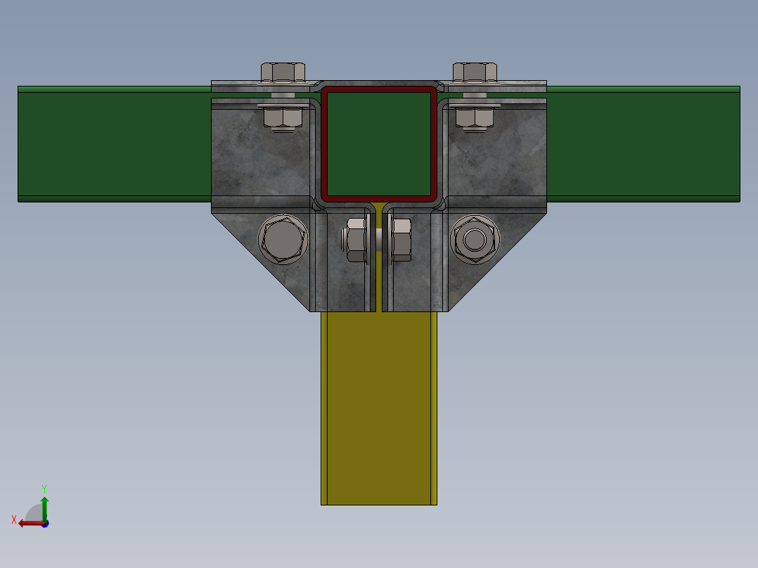 方管连接固定后视图