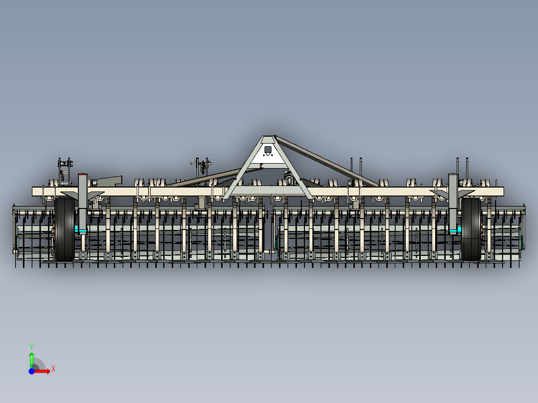 大范围耕地机犁地机前视图