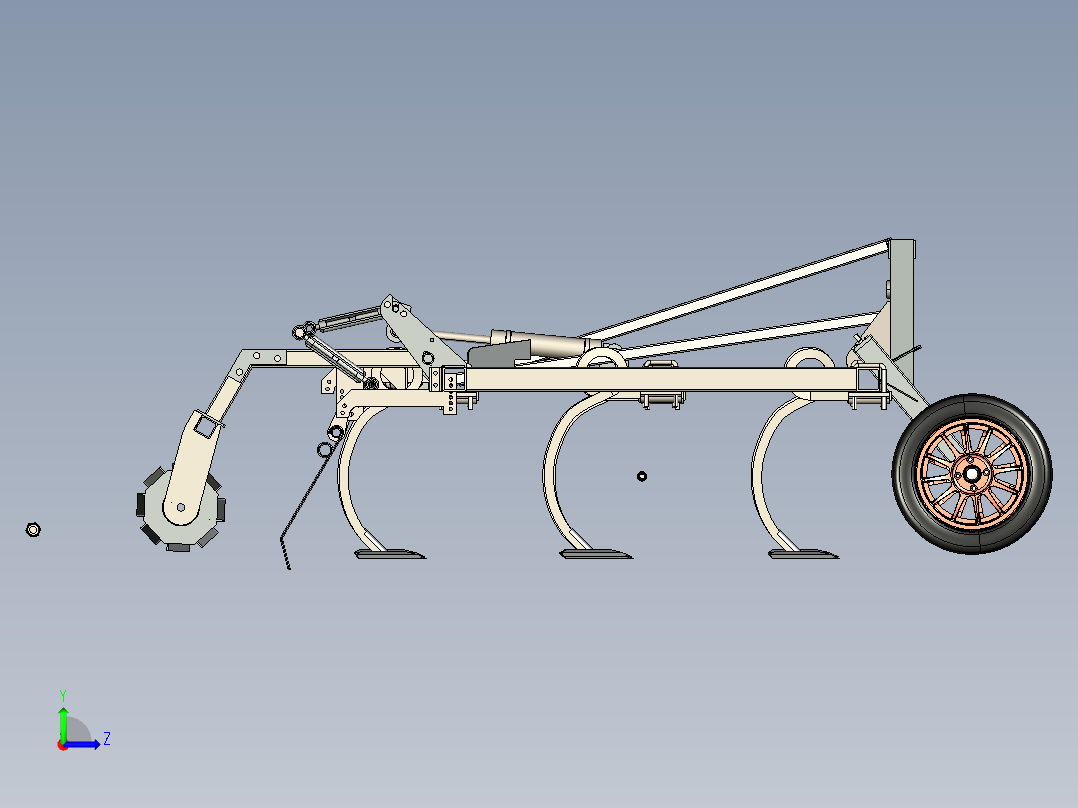 大范围耕地机犁地机左视图