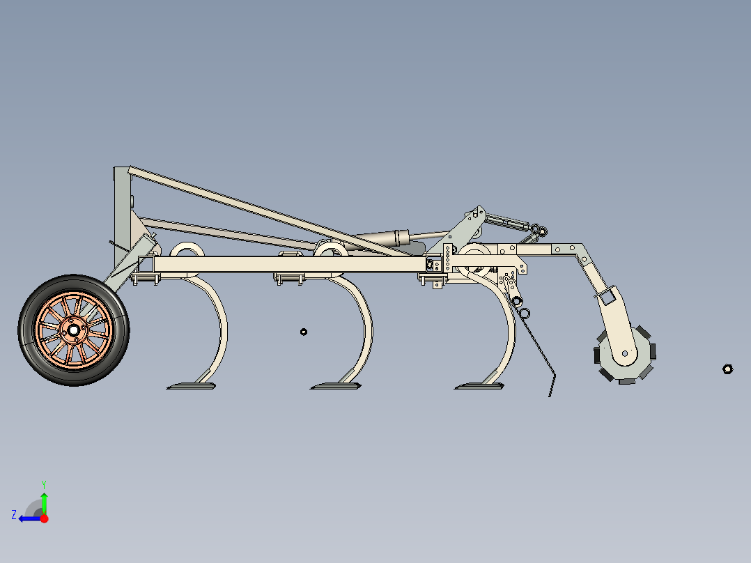 大范围耕地机犁地机右视图