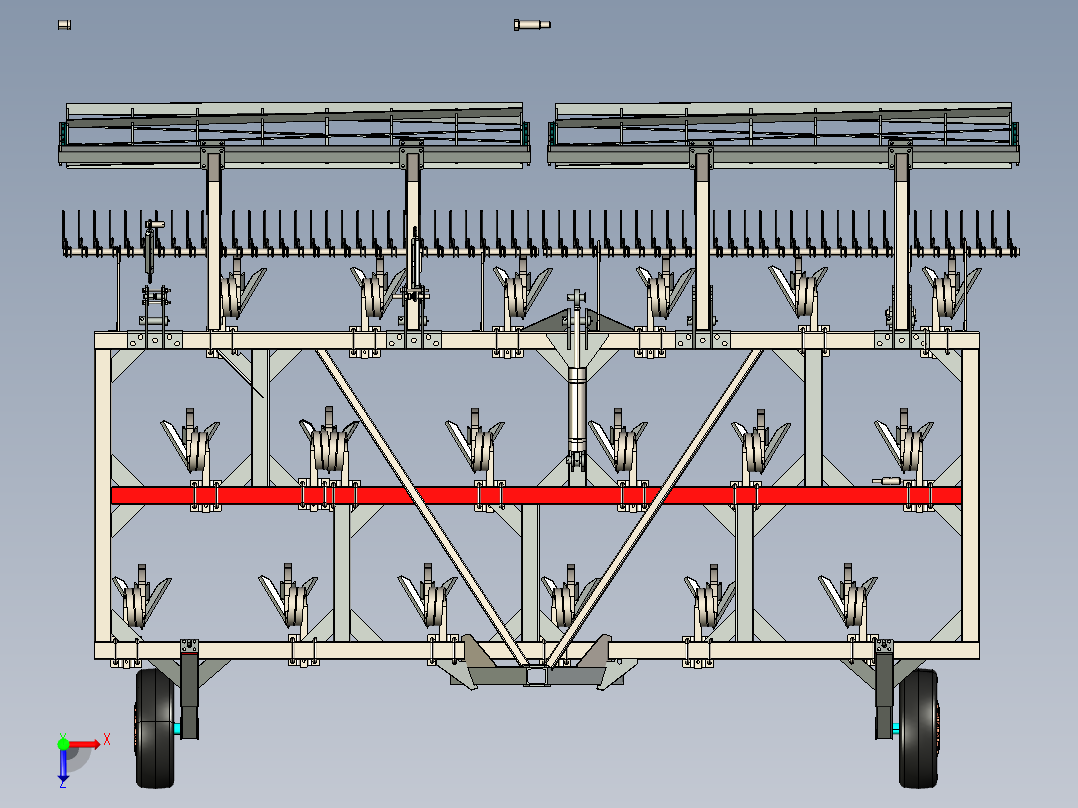 大范围耕地机犁地机俯视图