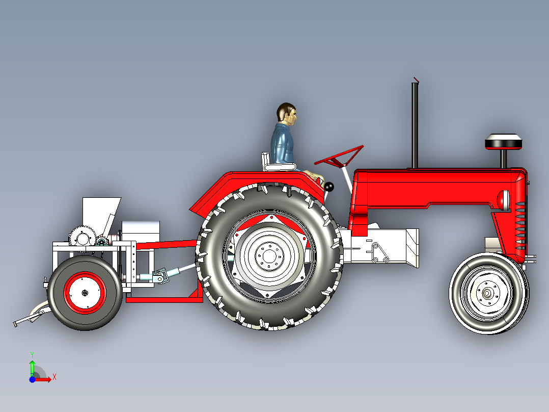 花生播种机三维模型前视图