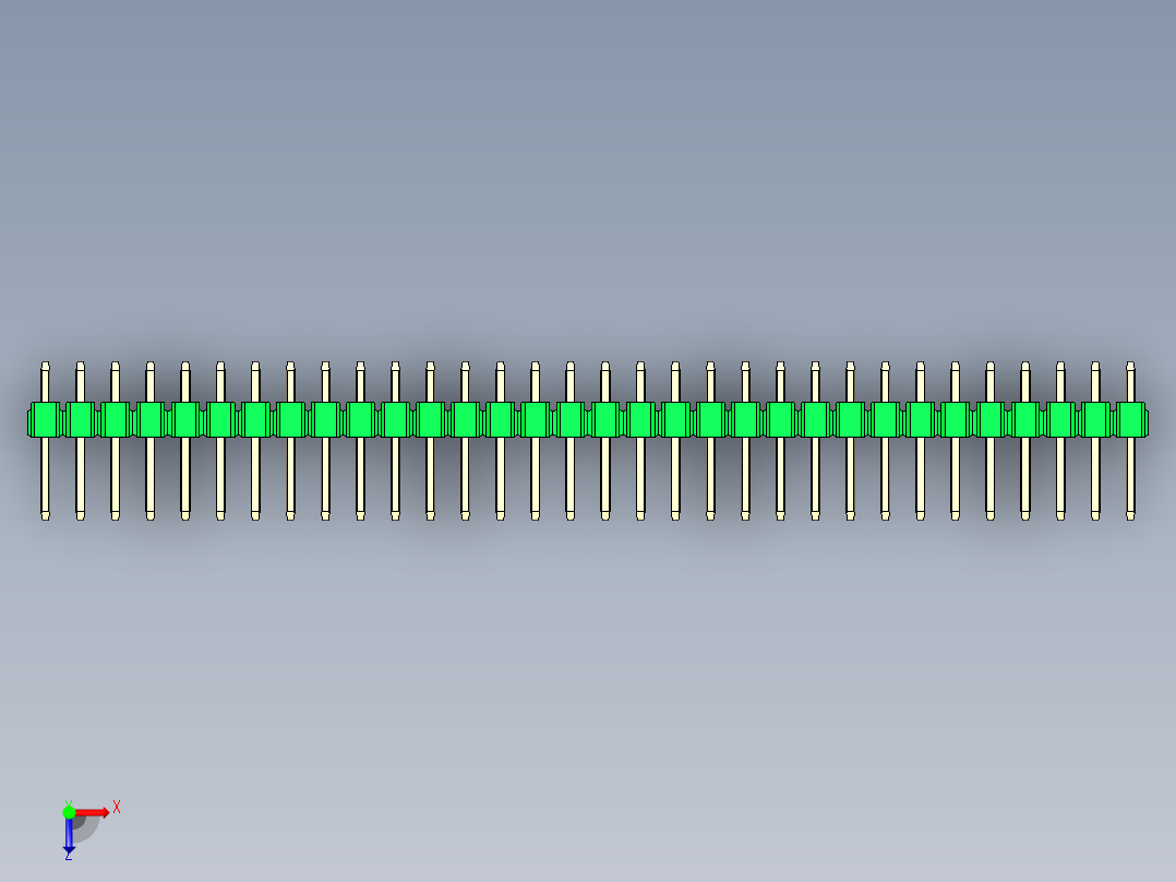 彩色公头100mil（2.54mm）系列-DS1021_green_3x32p_100mil_Type1_rev1.0俯视图