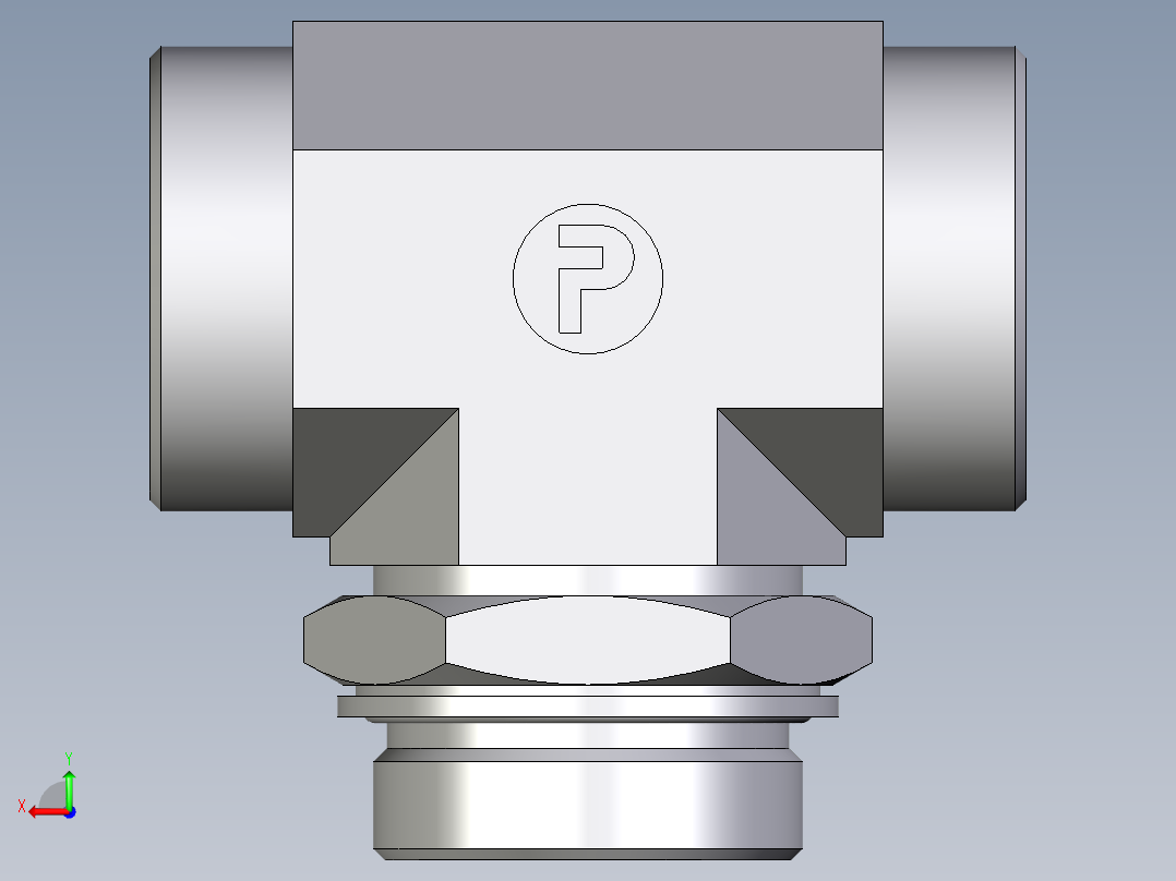 卡套式工业通用硬管接头EO_Adjustable_locknut_branch_tee_TEE42LMOMDCF后视图