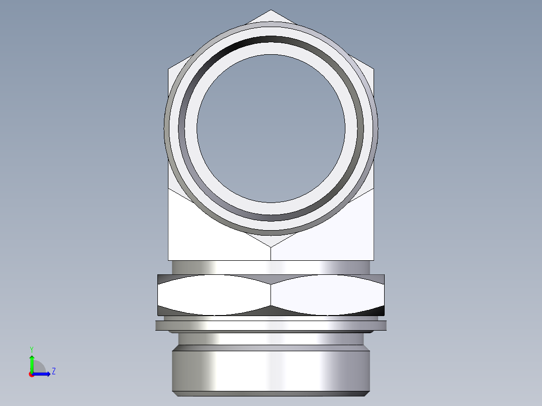 卡套式工业通用硬管接头EO_Adjustable_locknut_branch_tee_TEE42LMOMDCF左视图