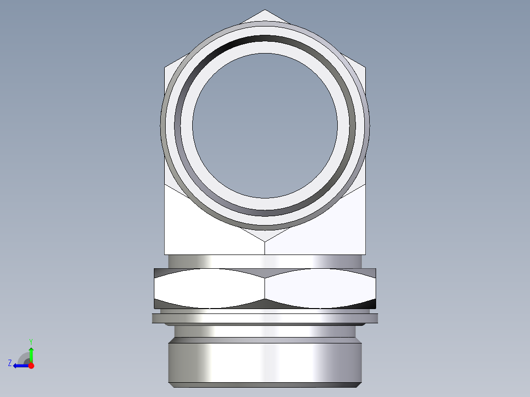 卡套式工业通用硬管接头EO_Adjustable_locknut_branch_tee_TEE42LMOMDCF右视图