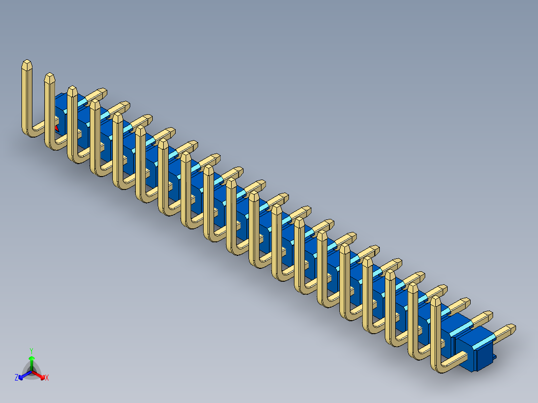 彩色公排针 100mil 2.54mm 系列-DS1022_blue_19p_100mil_TypeU_rev1.0