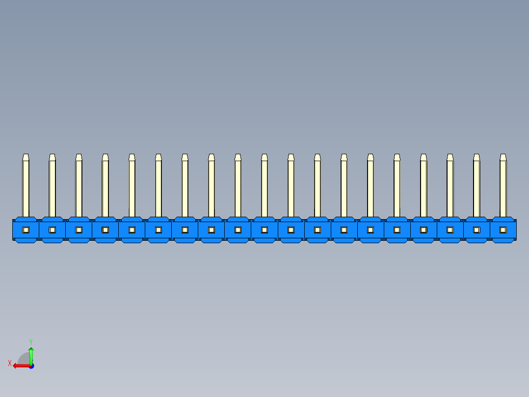 彩色公排针 100mil 2.54mm 系列-DS1022_blue_19p_100mil_TypeU_rev1.0后视图