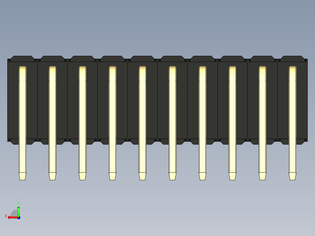 彩色公排针 100mil 2.54mm 系列-DS1022_black_3x10p_100mil_TypeD_rev1.0后视图