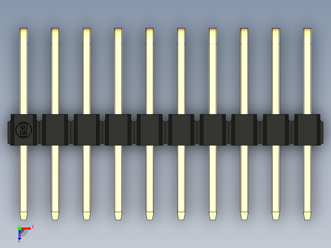 彩色公排针 100mil 2.54mm 系列-DS1022_black_3x10p_100mil_TypeD_rev1.0俯视图