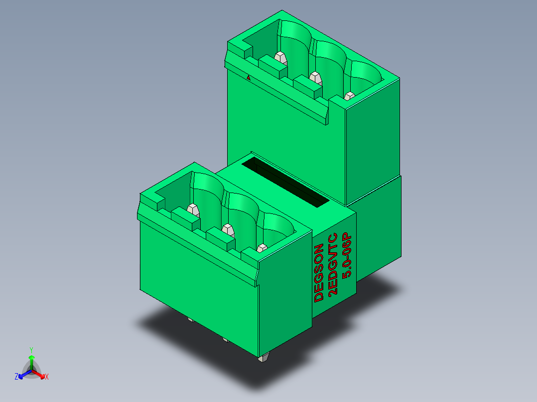 DEGSON 2EDG 系列 5.0mm 可插拔接线端子组-2EDGVTC-5.0-06P-14-00AH正等轴测图