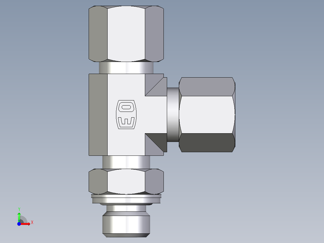 卡套式工业通用硬管接头EO_Adjustable_locknut_run_tee_LEE08ZSMCF前视图