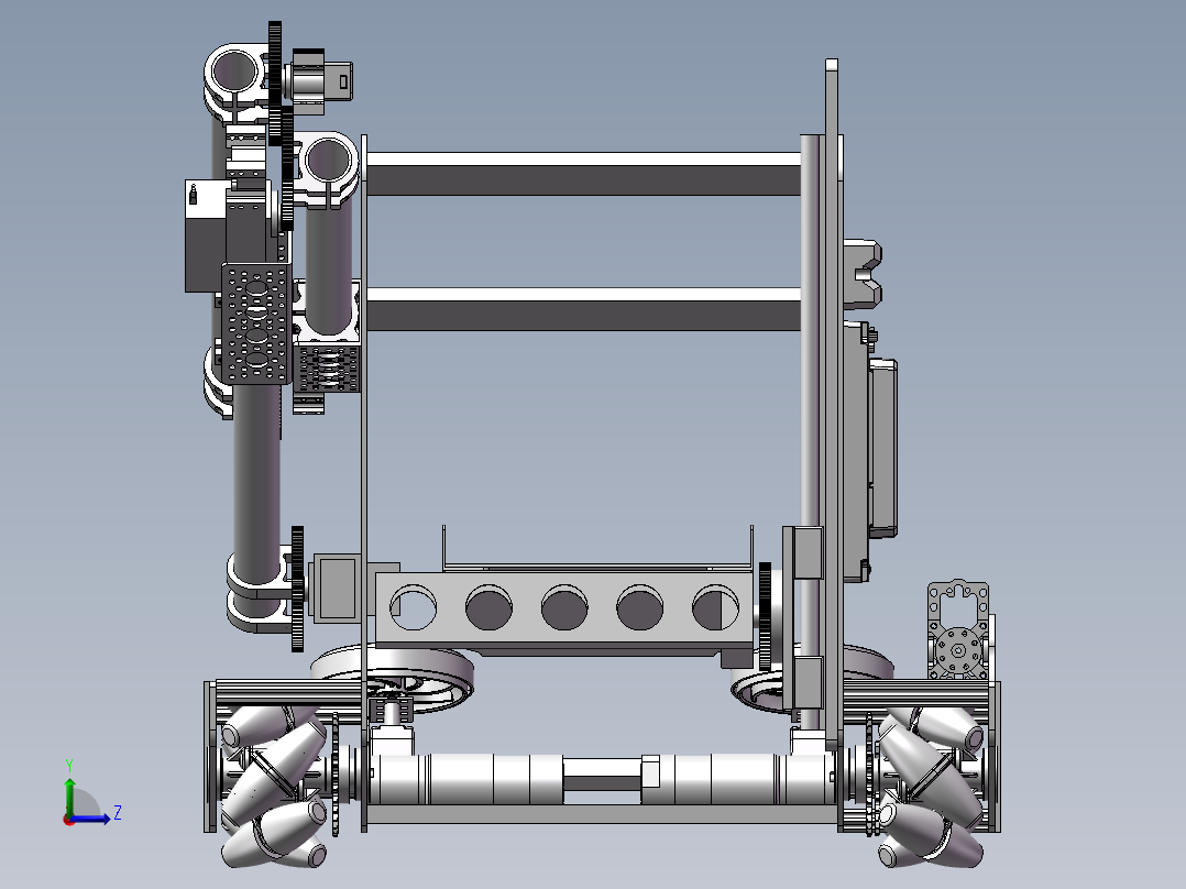 Atomic Gears 2018 Relic Recovery麦克纳姆轮车3D图纸 STP格式左视图