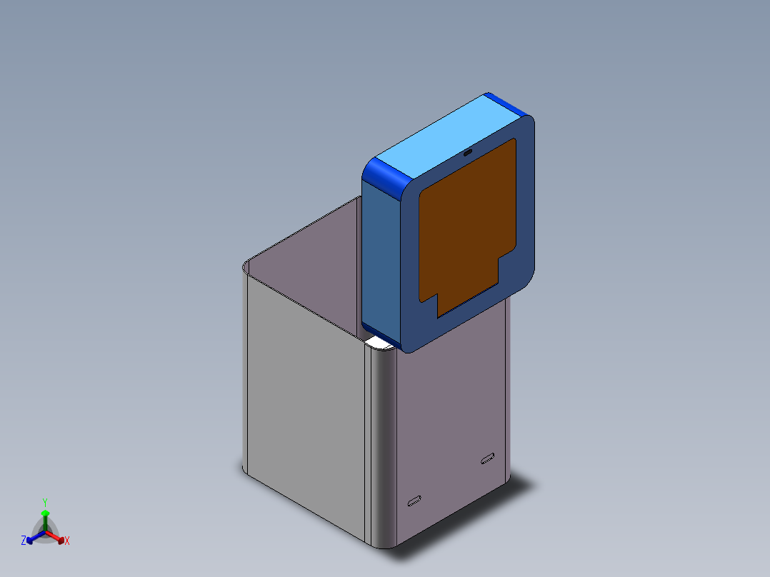 零接触垃圾桶建模正等轴测图