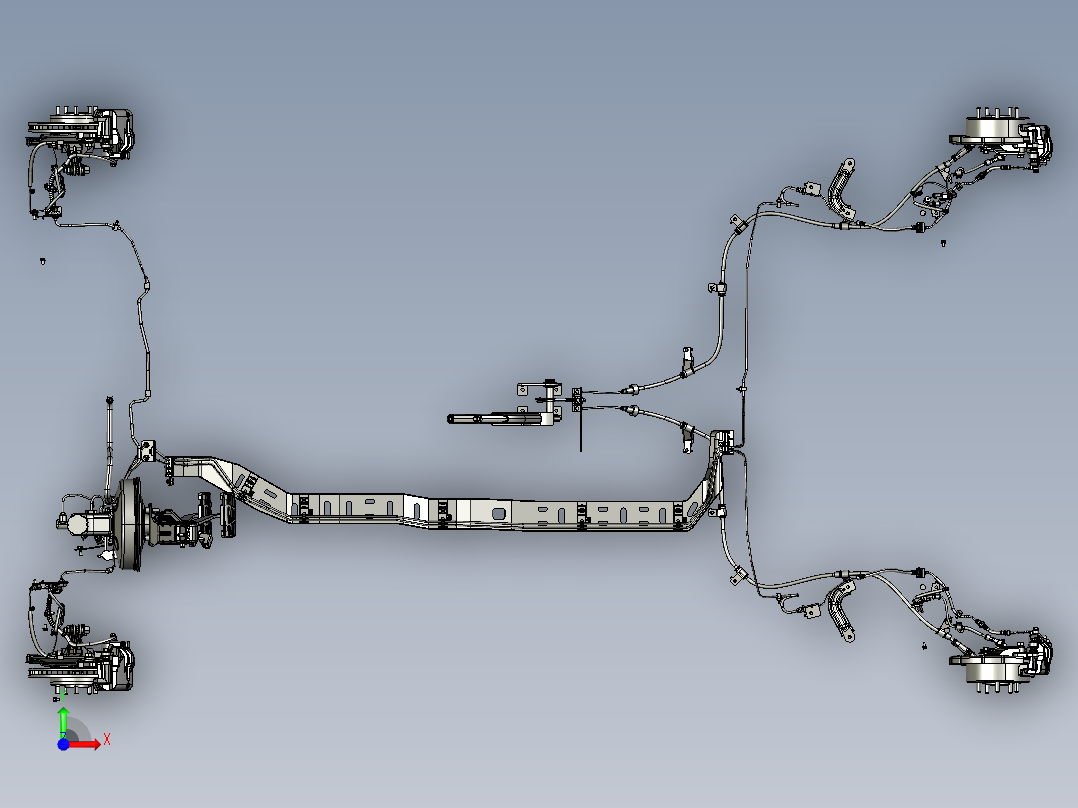 汽车刹车系统（汽车制动系统）3D模型前视图