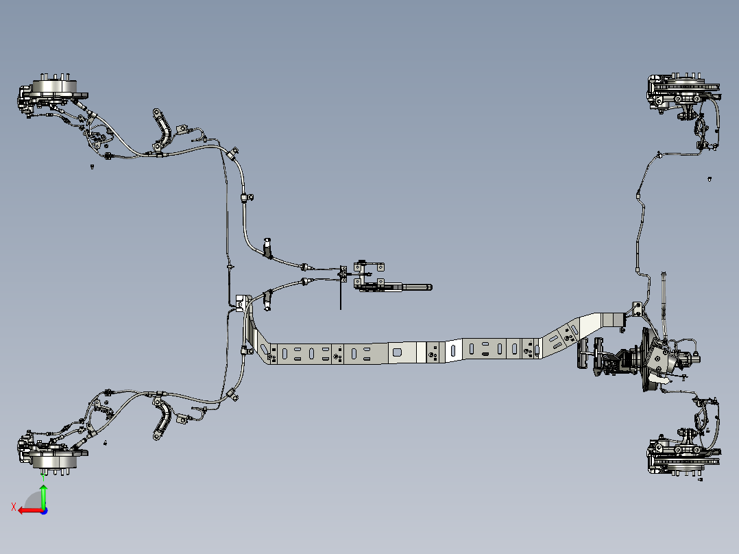 汽车刹车系统（汽车制动系统）3D模型后视图