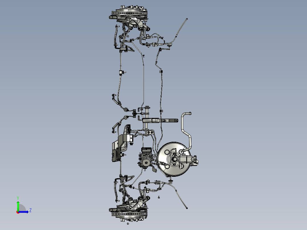 汽车刹车系统（汽车制动系统）3D模型左视图
