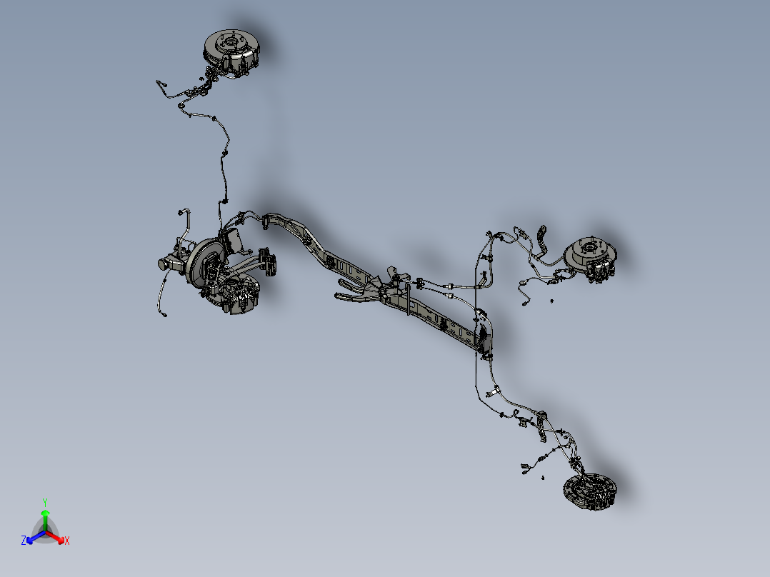 汽车刹车系统（汽车制动系统）3D模型正等轴测图