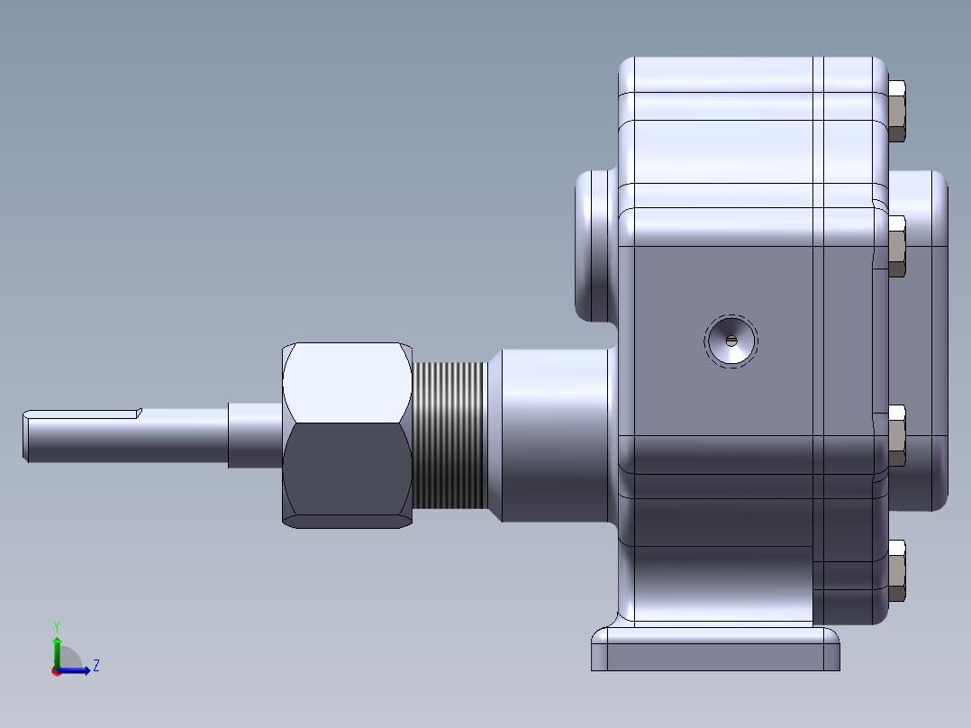 简易单级齿轮泵3D图纸 SOLIDWORKS设计左视图