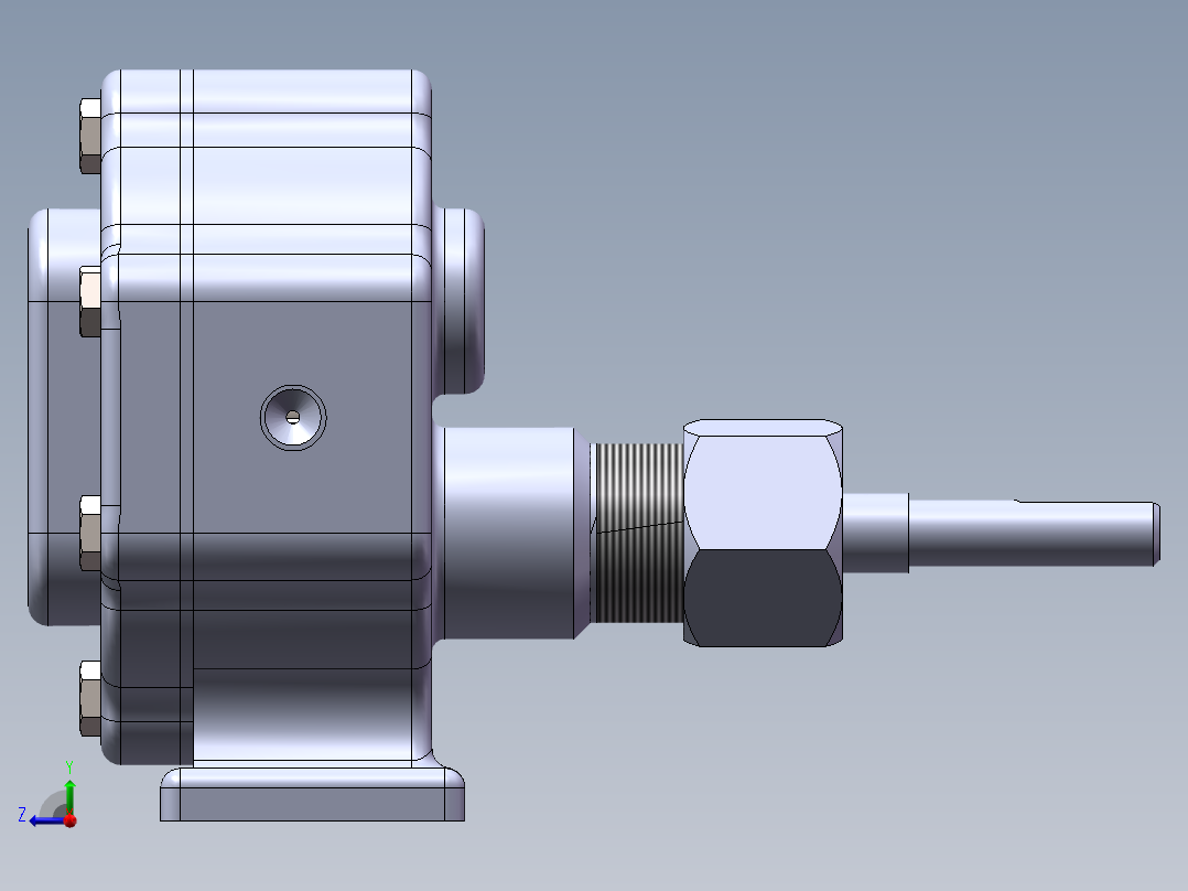 简易单级齿轮泵3D图纸 SOLIDWORKS设计右视图