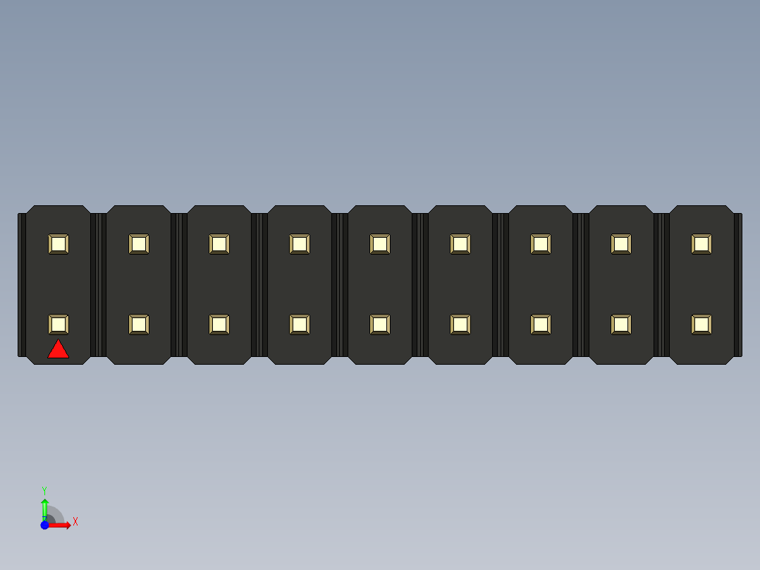 彩色公头100mil（2.54mm）系列-DS1021_black_2x09p_100mil_Type43_rev1.0前视图